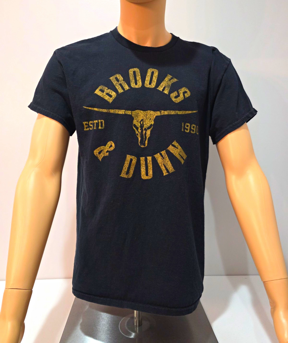 Brooks & Dunn T Shirt Mens Large Black Country Music Western Longhorn Graphic